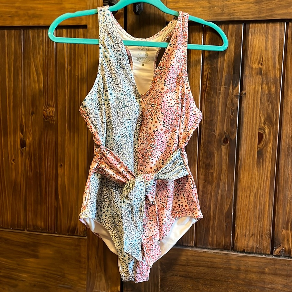Tie waist one piece swimsuit